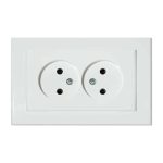 Розетка подвійна без заземлення біла MINA